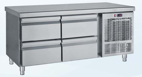 Bambas Frost Ανοξείδωτο Ψυγείο Πάγκος 255lt με 4 Συρτάρια και Ψυκτικό Μηχάνημα 0/+10°C Π139xΒ70xΥ68cm PS 139