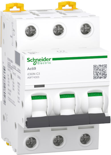 Schneider Electric Siguranță automată 3A Tripolară AC A9F74303