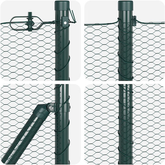 Hexagon Fence Vidaxl Green 0.8x50 M Steel Fence Posts Vidaxl Bases 13 Pcs 32mm 90cm Galvanized Steel Green
