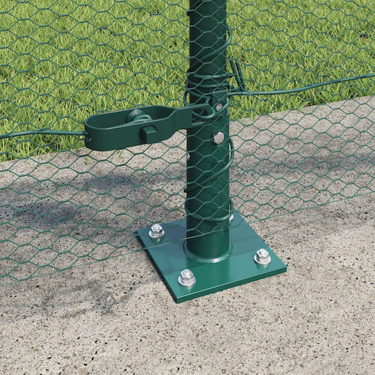 Hexagon Fence Vidaxl Green 0.8x50 M Steel Fence Posts Vidaxl Bases 13 Pcs 32mm 90cm Galvanized Steel Green