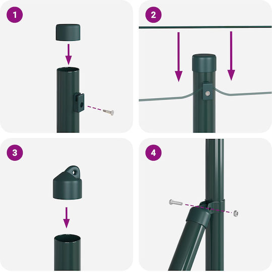 Hexagon Fence Vidaxl Green 0.8x50 M Steel Fence Posts Vidaxl Bases 13 Pcs 32mm 90cm Galvanized Steel Green