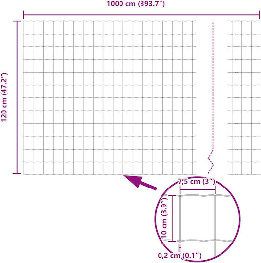 Grüner Europäischer Zaun 1,2 x 10 m Eisen