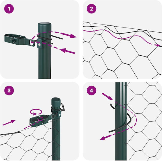 Hexagon Fence Vidaxl Grey 0.5x50 M Steel Fence Posts Vidaxl 13 Pcs Green 32 Mm 100cm Galvanized Steel Grey