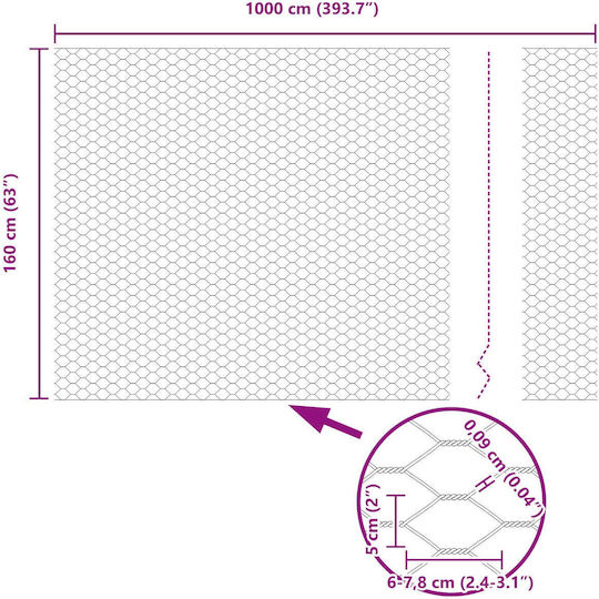 Vidaxl Grey Hexagonal Fence 1.6x10 M Steel Vidaxl Fence Posts Spiked 7 Pcs 32 mm 180cm Galvanized Steel Grey