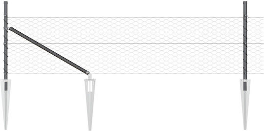 Grey Fence Vidaxl 0.5x10 M Steel Posts Vidaxl Spike 7 Pcs 32 Mm 80cm Galvanized Steel Grey