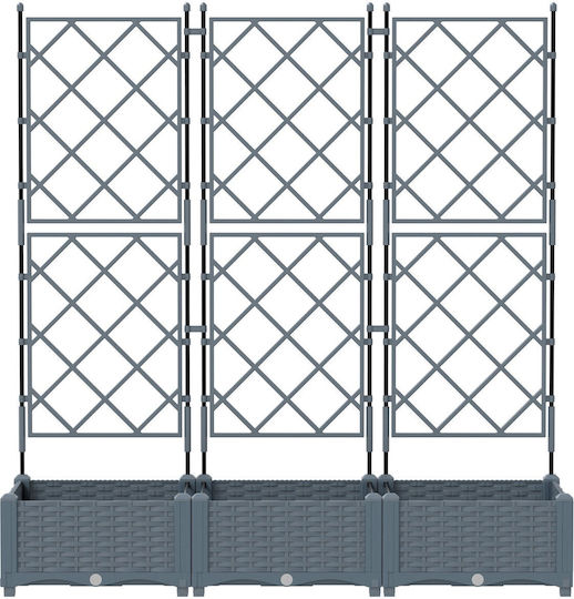 Garden Planter Trellis 3 Pcs Light Gray 120x40x125.5 cm