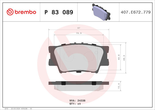 Brembo Bremsbelag Hinten für Hyundai Matrix Toyota Lexus / Avalon / Camry / Matrix / RAV 4