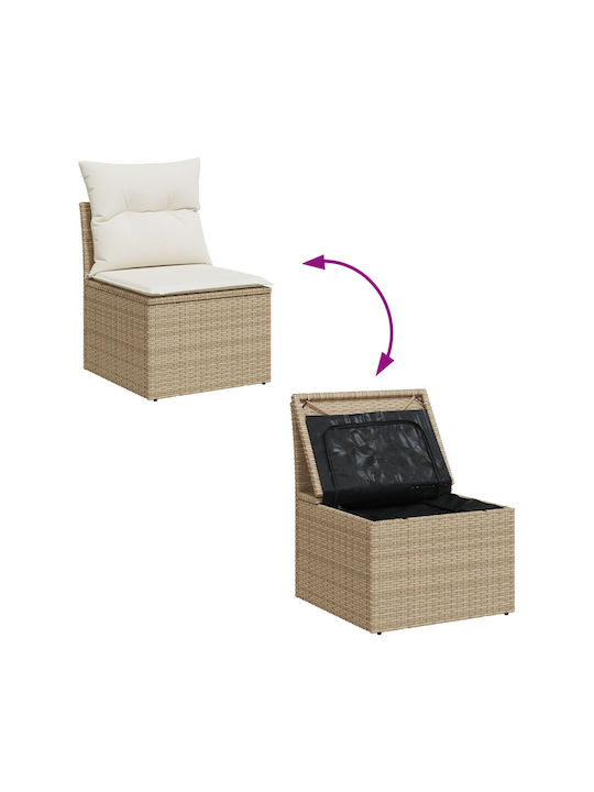 Corner Outdoor Sofa Rattan with Chest and Cushions 55x62x69cm