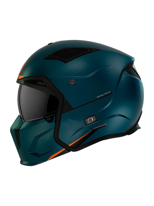 MT Streetfighter SV S A7 Blue Mat Κράνος Μηχανής Modular ECE 22.06 1350gr με Sunvisor