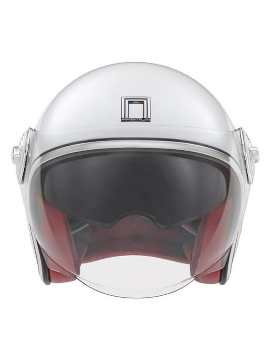 Nox Heritage Pearl White Motorcycle Helmet Jet ECE 22.06 with Sunvisor
