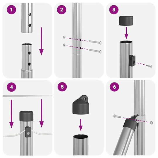 Vidaxl Fence Post Spikes 7 Pcs 32 mm Galvanized Steel 3.2x3.2x93.5 cm Silver