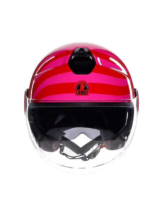 AGV Eteres Tropea Rot/Pink Motorradhelm Jet ECE 22.06 Gewicht (+/-50 gr) mit Sunvisor