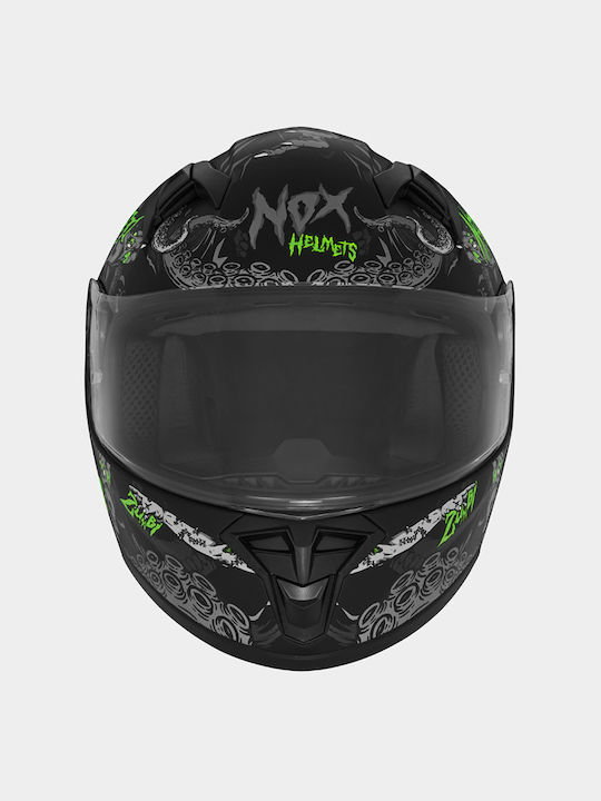 Nox N731 Zumbi Junior Black Matt / Fluo Κράνος Μηχανής Full Face ECE 22.06 1250gr