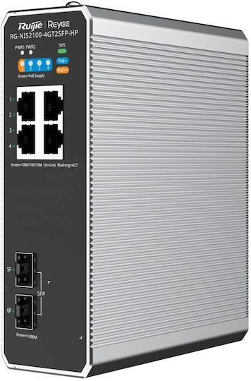 Ruijie Industrial RG-NIS2100-4GT2SFP-HP Managed L2 PoE+ Switch με 4 Θύρες Gigabit (1Gbps) Ethernet και 2 SFP Θύρες
