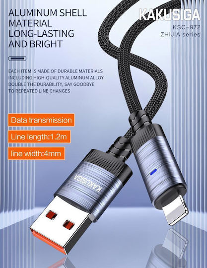 Kakusiga KSC-972 USB-C to Lightning Cable Μαύρο 1m KSC-972