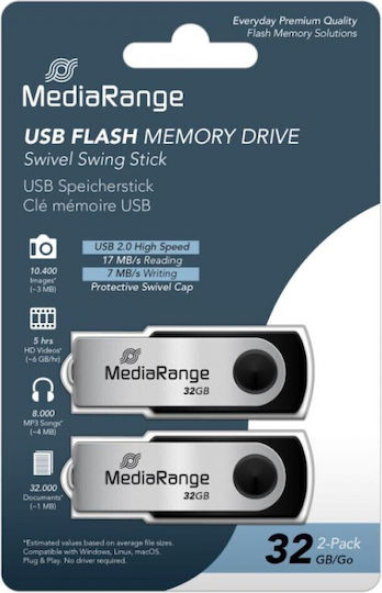 MediaRange 32GB USB 2.0 Stick Silver