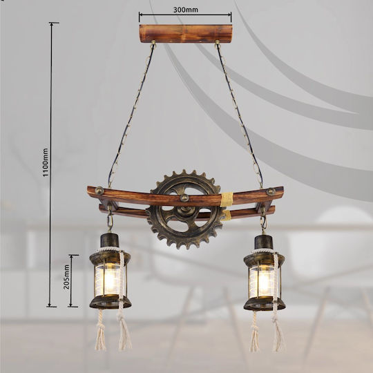 Globo Lighting Abella Hängelampe Braun Schiene mit Fassung E27 62x20x110cm.