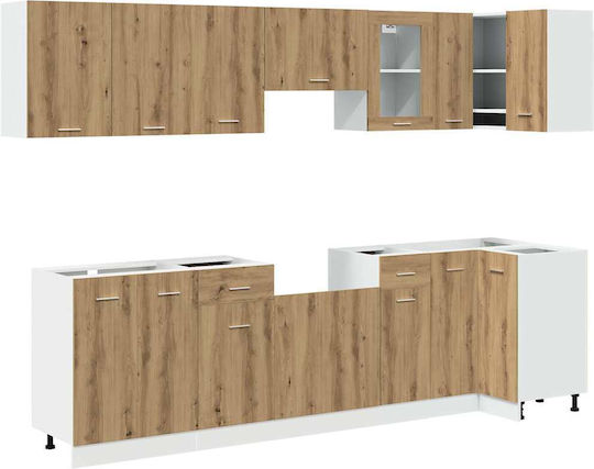11-teiliges Küchenschrank-Set aus Kunstholz in Handwerker-Eiche 3328580