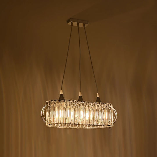 GloboStar Razia Κρεμαστό Φωτιστικό Ασημί 60x40x70εκ. GloboStar Razia Κρεμαστό Φωτιστικό Ασημί 60x40x70εκ.
