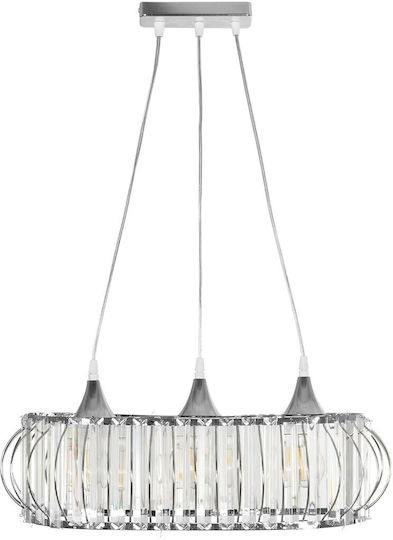 GloboStar Razia Pendant Light Silver with Crystals for Socket E27 60x40x70cm