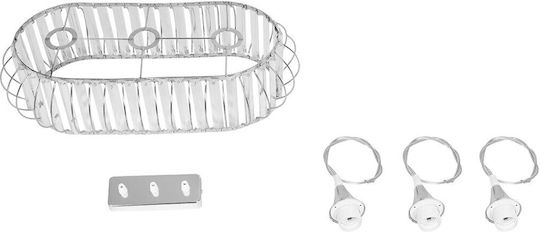 GloboStar Razia Pendant Light Silver with Crystals for Socket E27 60x40x70cm