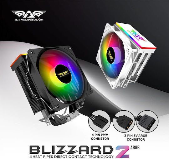 Armaggeddon Blizzard 2 CPU Cooling Fan with ARGB for AM4/AM5/1200/115x/1700 Socket