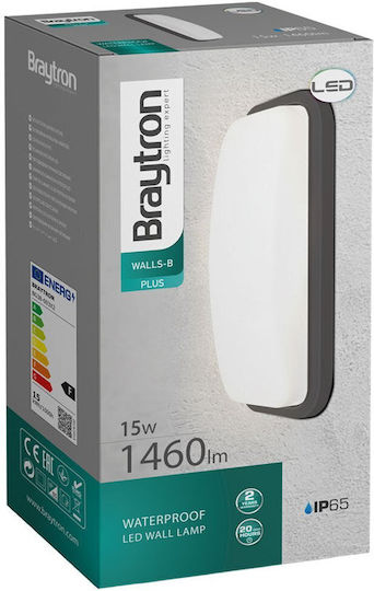 Braytron Стенен Външен Осветител LED IP65 15W 23.6x11.6x6.8см