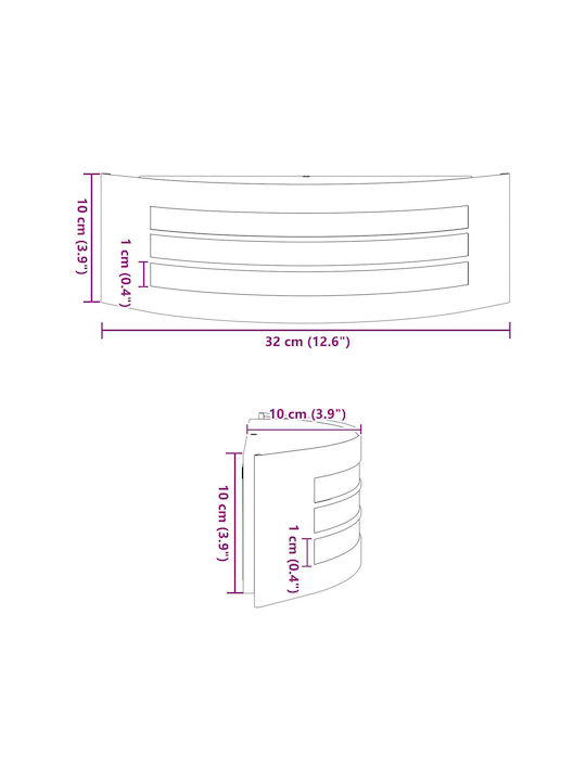 vidaXL Επιτοίχιο Εξωτερικό Φωτιστικό E27 IP44 32x10x10εκ.