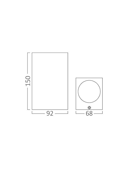 Braytron Wall-Mounted Outdoor Spot GU10 IP44 Double Beam 15x68x68cm