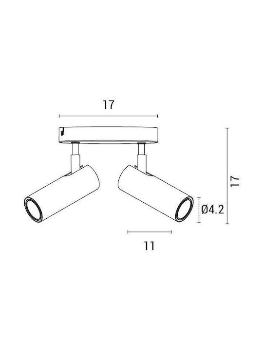 Eurolamp Διπλό Σποτ με Ντουί GU10 σε Μαύρο Χρώμα