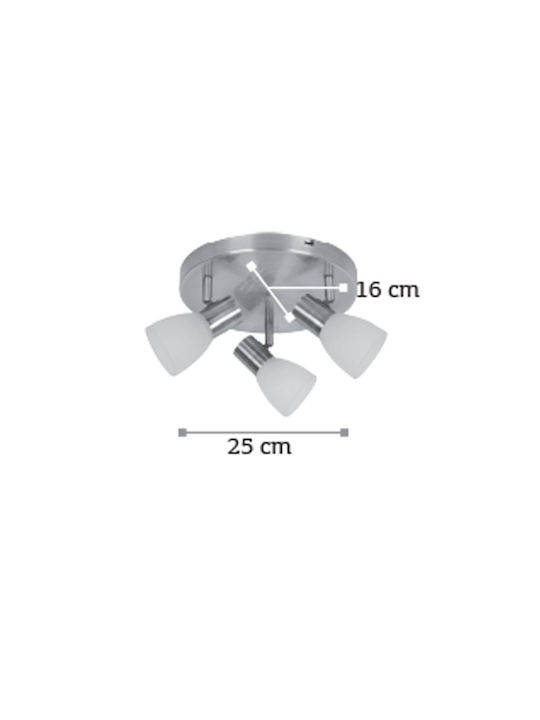 Inlight 9064-3 Nickel Matte Triple Spot with Socket E14 in Silver Color