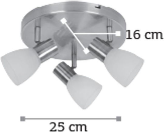 Inlight 9064-3 Nickel Matte Triple Spot with Socket E14 in Silver Color