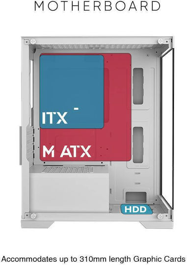 Armaggeddon Aquaron Gaming Mini Tower Κουτί Υπολογιστή με Πλαϊνό Παράθυρο Μαύρο