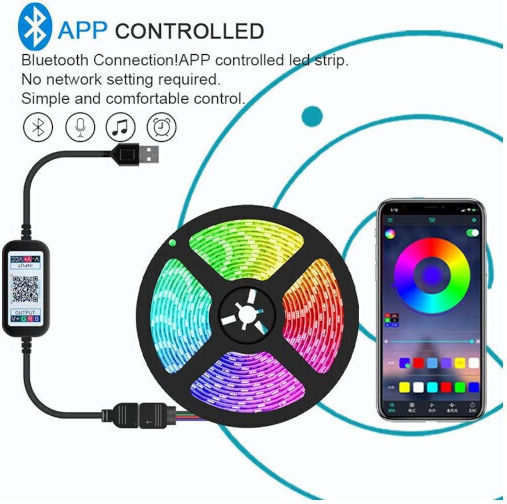Smart LED-Streifen USB 5V RGB Licht 5m Typ SMD5050 mit Netzteil