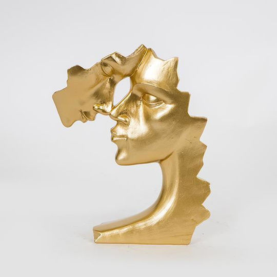 Decorative Sculpture 3 Faces Gold 19x6.5x23.5cm 752-27063 Estheti 752-27063