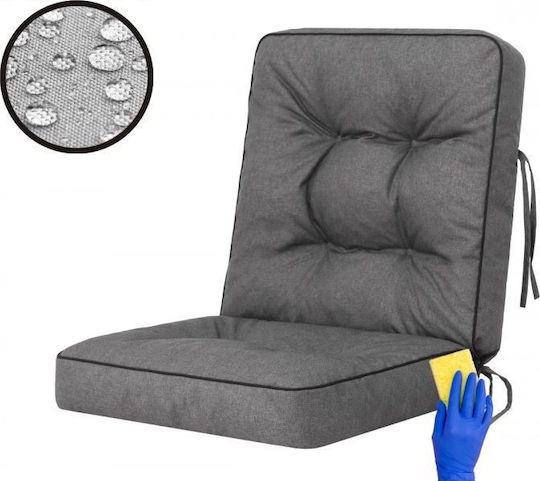 Garden Chair Cushion with Backrest Graphite 2 Pieces 50x50cm