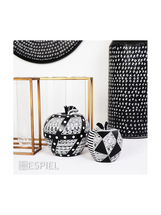 Espiel Decorative Apple made of Polyresin Black/ Gold 14.5x14.5x15cm 1pcs
