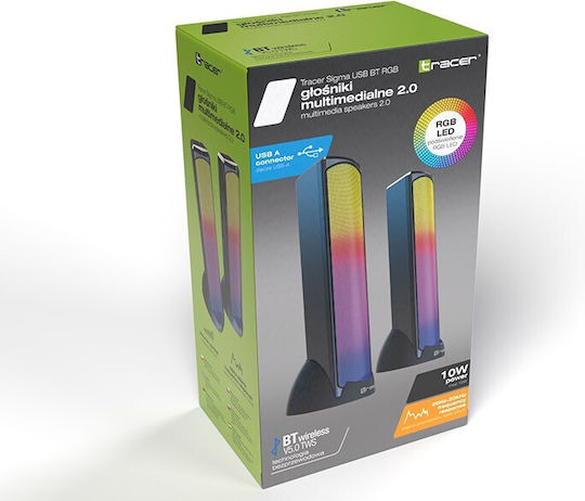 Tracer Sigma Computerlautsprecher 2.0 mit RGB-Beleuchtung und Leistung 10W in Schwarz Farbe