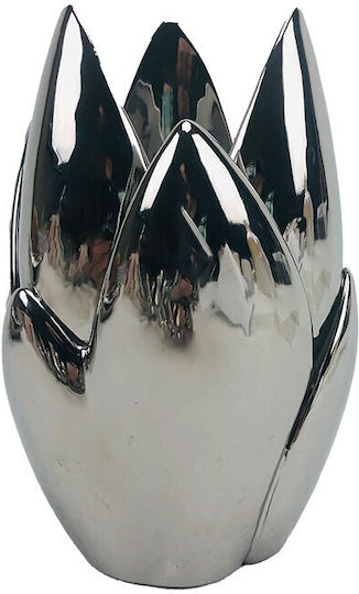 Karvounis Decorative Space Waterlily made of Ceramic Material Silver 13x13x19cm 1pcs