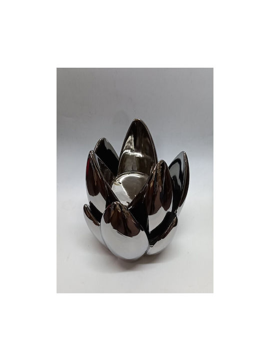 Karvounis Decorative Space Waterlily made of Ceramic Material Silver 11x11x14.5cm 1pcs
