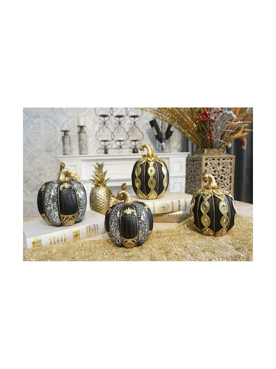 Karvounis Decorative Pumpkin Polyresin Black - Gold - Silver 16x16x21cm