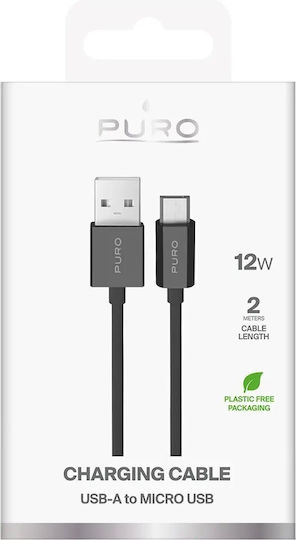 Puro Regulär USB 2.0 auf Micro-USB-Kabel Schwarz 2m 1Stück