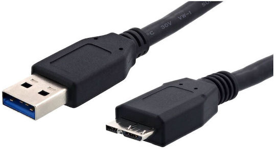 Powertech Regular USB 3.0 to micro USB Cable Μαύρο 0.5m CAB-U142 1τμχ