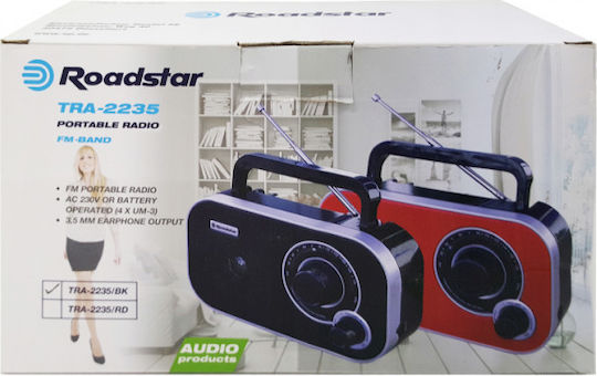 Roadstar TRA-2235 Retro Φορητό Ραδιόφωνο Ρεύματος / Μπαταρίας με USB Κόκκινο Red