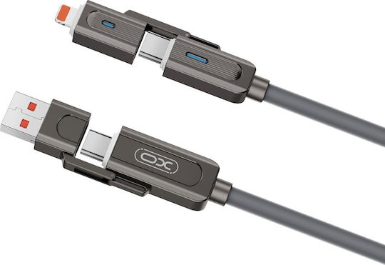 XO Nb275 Regular Cablu USB la Type-C / Lightning cu mai multe porturi Gri 1m