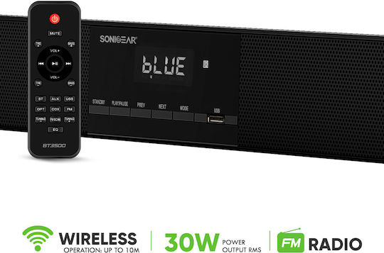 Sonic Gear BT-3500 Soundbar 2.1 Bluetooth και HDMI 30W με Ασύρματο Subwoofer και Τηλεχειριστήριο Μαύρο