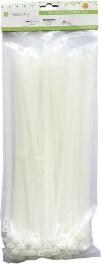 Techly Plastic Cable Ties in White Color (100 pcs) (216375)