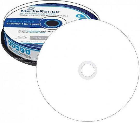 MediaRange Εγγράψιμα BD-R 6x Dual Layer Printable 50GB Cake Box 10τμχ
