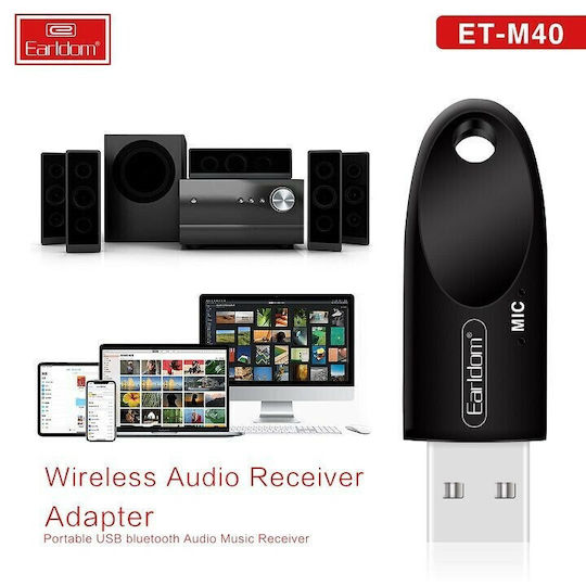 Earldom v5 Receptor / Transmițător Bluetooth 5.0 cu Port USB