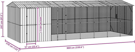 Vidaxl Bird Cage Extension Anthracite 310x838x247 cm Steel Black